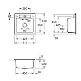 thumbnail of Villeroy&Boch Spülbecken, Küchenspüle Siluet 50 S Crema 510x510mm, Unterschrankbreite 50cm