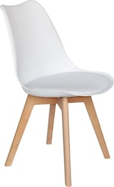 thumbnail of Silla de comedor blanca polipiel estilo nórdico patas madera haya pack unidades - Modelo Oslo