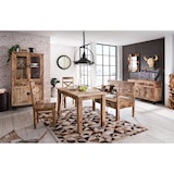 thumbnail of SIT Möbel Vitrinekast op wielen | mangohout gelakt | 4 deuren, 2 laden | naturel antiek | B 90 x D 40 x H 180 cm | 01904-04 | Serie RUSTIC