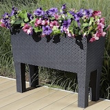 thumbnail of Polyrattan-Blumenbank mit Bewässerung 60cm Pflanzkasten Blumenkasten Pflanztrog