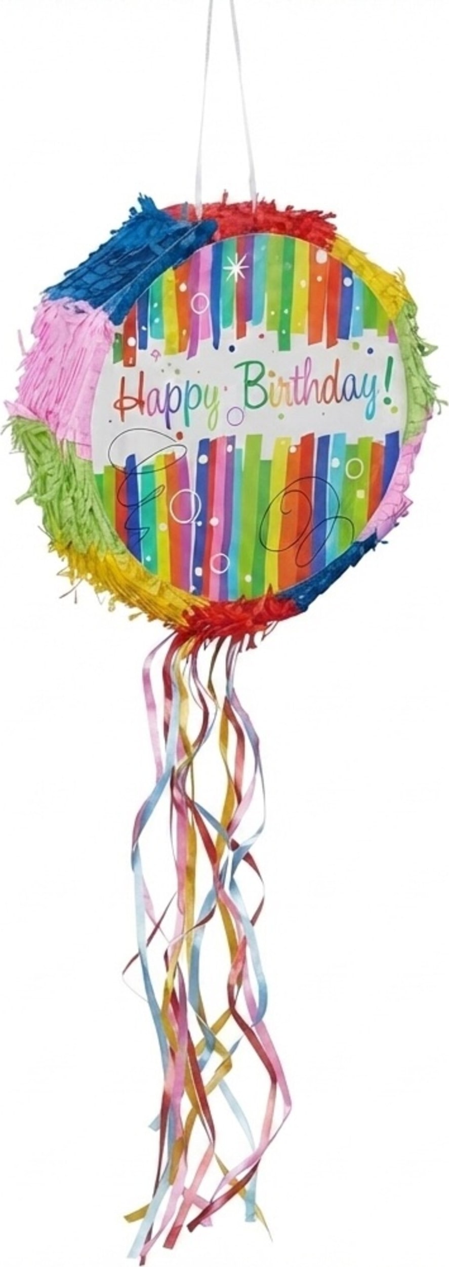 Relaxdays Pinata Geburtstag "Happy Birthday", Geburtstagspinata zum selbst Befüllen, Piñata Kinder, DxT: 32 x 9 cm, bunt