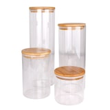 thumbnail of 4er-Set Vorratsgläser Vorratsglas Bambusdeckel Glasbehälter Vorratsdosen