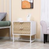 thumbnail of HOMCOM mesilla de noche con 2 cajones mesita de noche con patas de acero gabinete de noche para salón dormitorio cama 45x39x48 cm blanco y roble