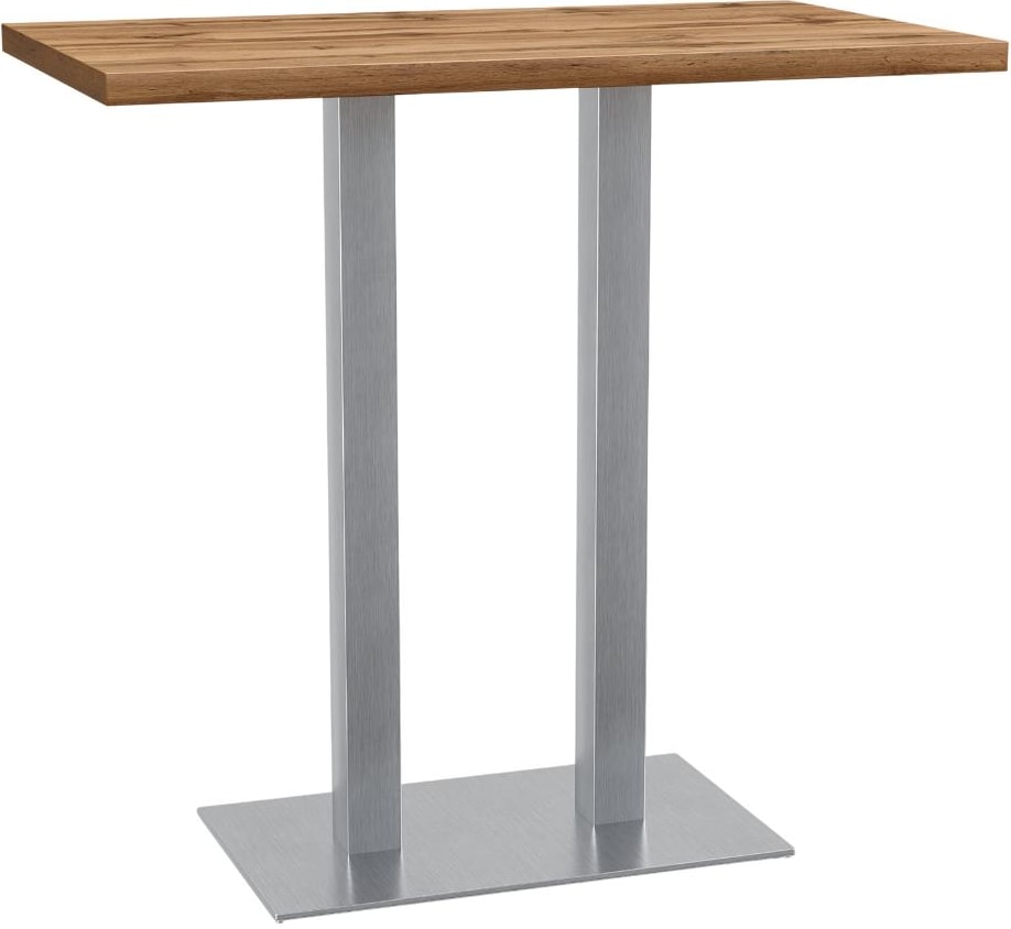 Gastro Stehtisch 120x70 cm | Eiche Rom Natur | Edelstahl Gestell