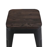 thumbnail of Lot de 4 tabourets en métal noir mat style industriel et assise en bois foncé - Hauteur 46 cm