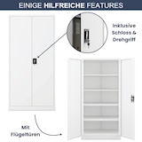 thumbnail of Aktenschrank abschließbar KADO - 5 Ebenen, Flügeltüren | Metallschrank Werkstatt Büroschrank aus Stahl Werkzeugschrank, 185x90x40cm Weiß