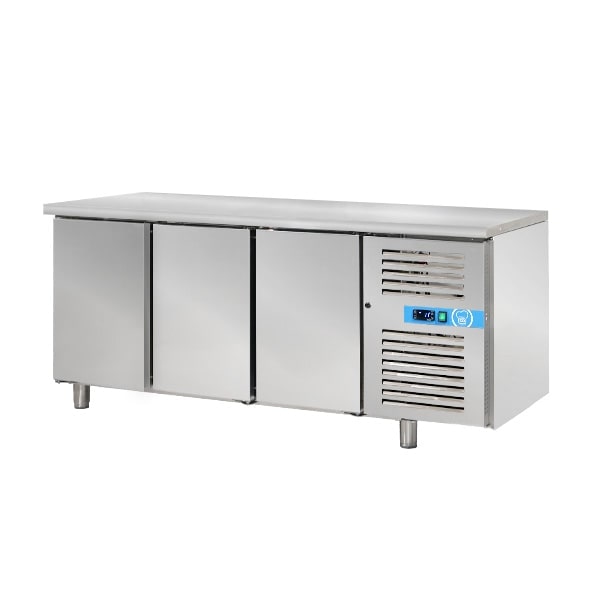 Tavolo refrigerato premium con n° 3 porte GN 1/1 senza alzatina temp. da -18°C a -22°C prof. 70 cm - classe D