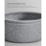 thumbnail of Beistelltisch rund aus Metall, Kleiner Tisch, Couchtisch mit Korb, Wohnzimmertisch, Korb aus Stoff, Nachttisch modern, ebenholzschwarz-schiefergrau