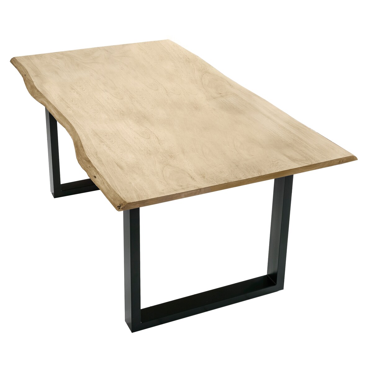 SIT Möbel Esstisch Baumkante 160 cm | Platte 26 mm Akazie hell gekälkt antik | Gestell schwarz | B 160 x T 85 x H 77 cm | 07107-65 | Serie TABLES&CO