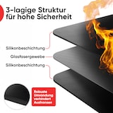 thumbnail of EVOCAMP Brandschutzmatte, 100x100 cm, bis 1000°C, 3-lagige Struktur mit Silikonbeschichtung, pflegeleicht, feuerfeste Unterlage für Grill & Küche