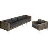thumbnail of tectake Conjunto modular de mesa y sillas Villanova de aluminio, esquina izquierda  Antracita-Jaspeado
