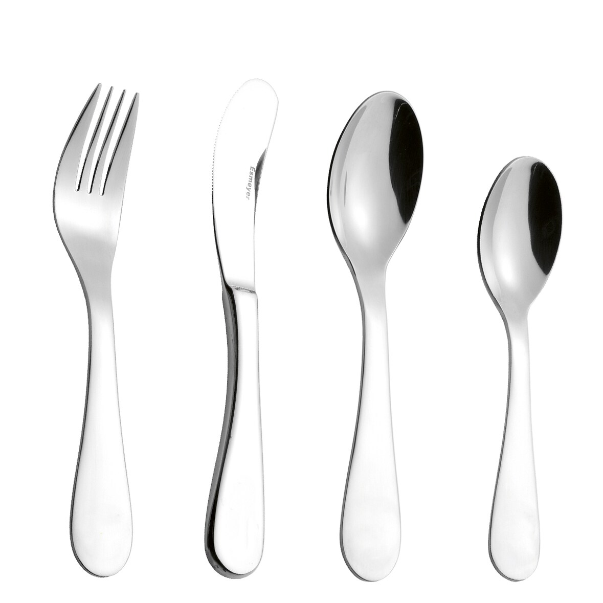 4-teiliges Kinderbesteck SUNNY von Esmeyer, aus hochwertigem Edelstahl 18/10 poliert. Messer aus Klingenstahl.