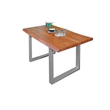 thumbnail of Esstisch Baumkante massiv Akazie Nussbaum 180 x 90 U-Gestell silber ATLAS