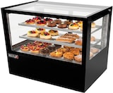 thumbnail of Romux® Kühlvitrine für Konditorei Quadratisch Tischgerät 2 Böden Schwarz 470 Liter Umluftkühlung | Kühlvitrine Gerade Glasscheiben