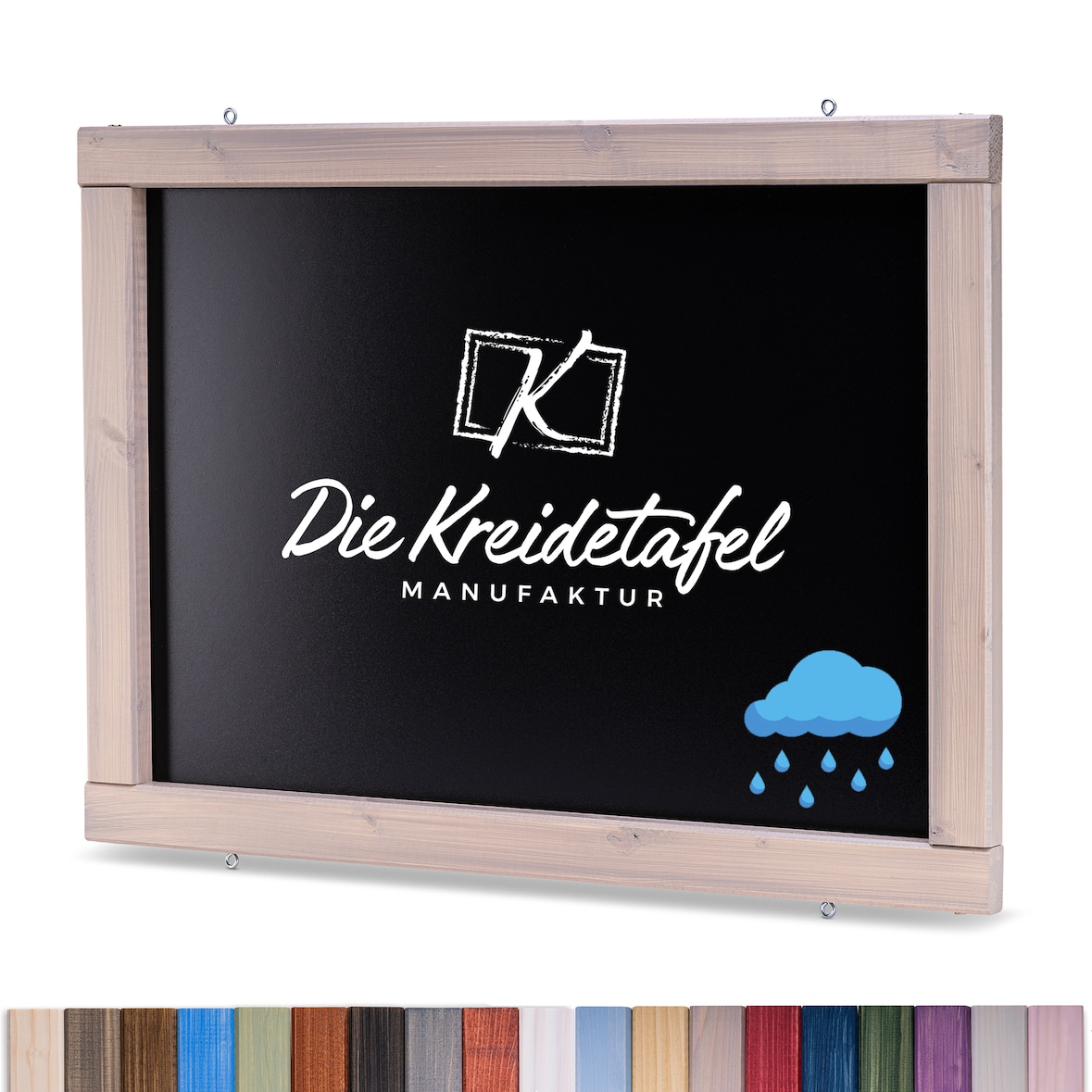 Wetterfeste Outdoor Kreidetafel mit Holzrahmen / Taupe 120x55cm