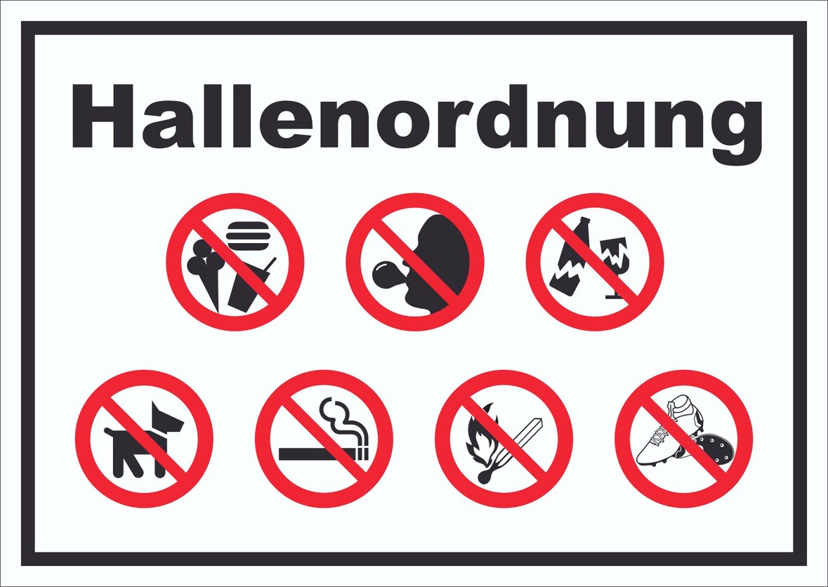 Schild Hallenordnung A6 Rückseite selbstklebend