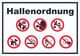 thumbnail of Schild Hallenordnung A6 Rückseite selbstklebend