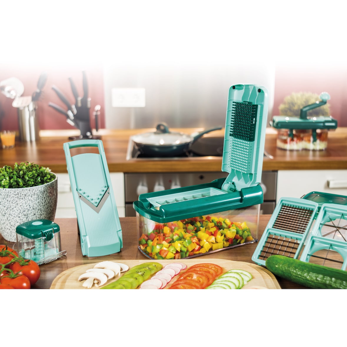 Genius Nicer Dicer Fusion, Set 13-tlg., mintgrün