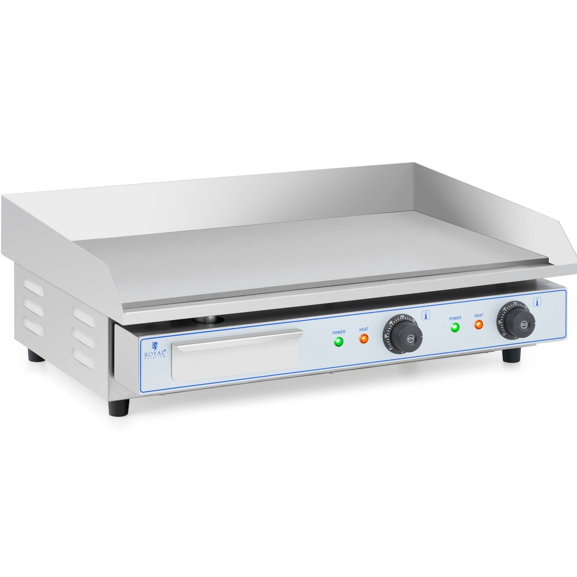 Royal Catering Fry top elettrico - Piastra liscia in acciaio inox - 730 x 400 mm -  - Flat - 2 x 2,200 W - doppia piastra