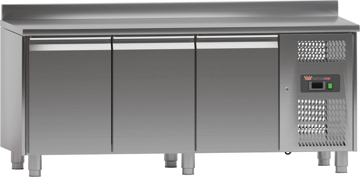 Kühltisch - 1,8 x 0,7 m - 3 Türen mit Aufkantung - IDEAL