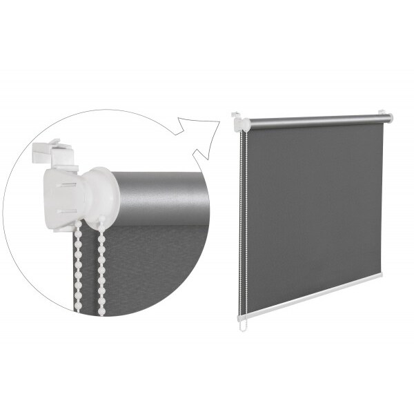 Thermorollo Verdunklungsrollo 85x200 cm dunkelgrau Fensterrollo mit Thermobeschichtung  100% Abdunkl
