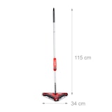 thumbnail of Relaxdays Akkubesen ohne Beutel, kabellos, dreieckiger Kopf, rotierende Bürsten, Elektrobesen, 115x34x34 cm, rot/schwarz