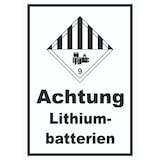 thumbnail of Schild Achtung Lithiumbatterien Gefahrgutklasse 9a hochkant A2 (420x594mm)