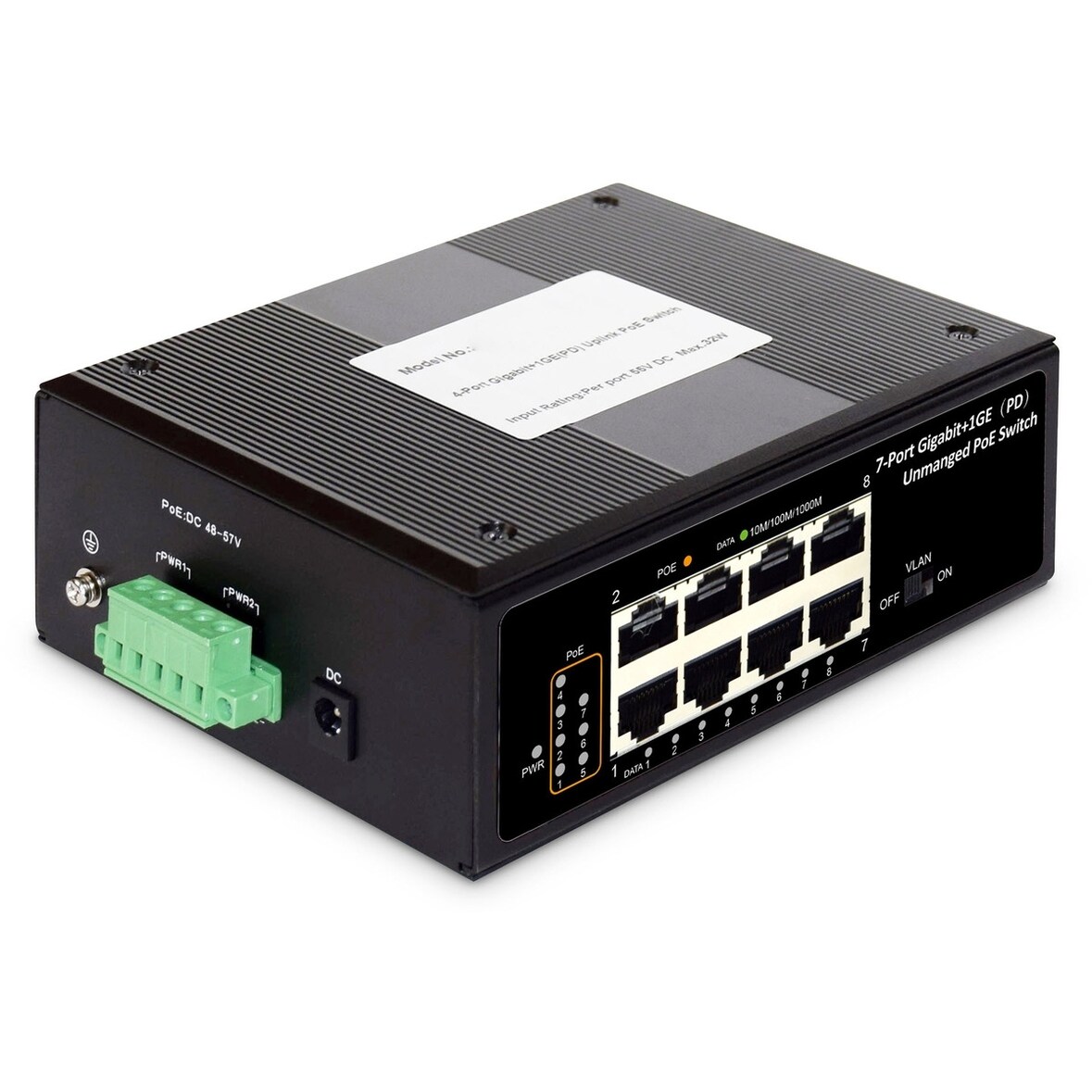 DIGITUS DN-651113 Industr. 7-Port Gigabit PoE+ Switch 1xPD