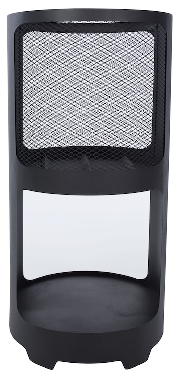 Braciere RedFire Buffalo – metallo con rivestimento nero – Ø43 cm – altezza 90 cm – con vano porta legna – nero