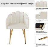 thumbnail of Esszimmerstuhl 48x45x82 cm Velours Beige+Gold mit fächerförmiger Rückenlehne 10 cm Sitzpolster verstellbaren Füßen und Metallbeinen
