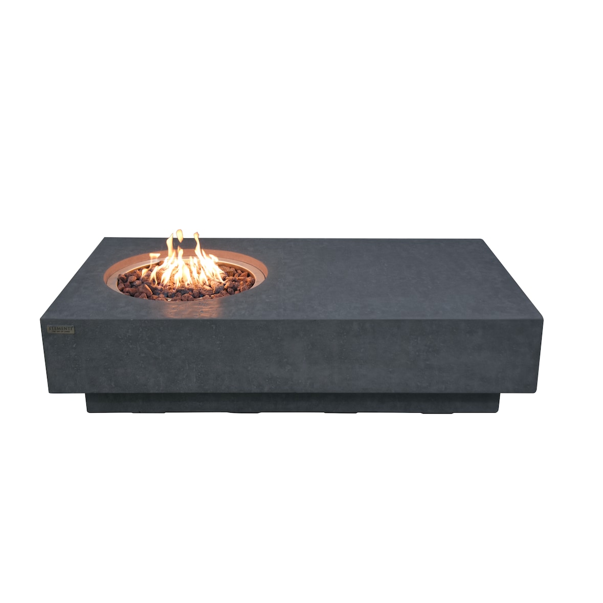 ELEMENTI Feuertisch Metropolis Feuerstelle aus Beton - Komplett-Set, wetterbeständig, Dunkelgrau 142x81x35cm