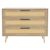 thumbnail of ML-Design Kommode 3 Schubladen 100x77x40 cm Eiche Rattan Massivholzfüße Sideboard Wohnzimmer Flur