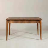 thumbnail of Dmora Ausziehbarer Tisch Dgabriel, Küchenkonsole, Esstisch mit Verlängerung, Ausziehbares Küchenregal, 130x80h77 cm, Nussbaum