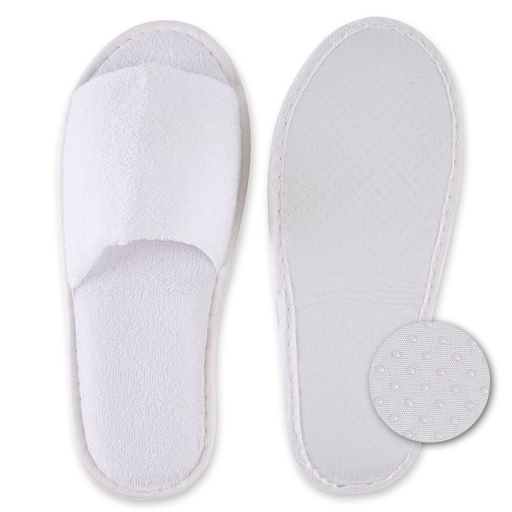 Slipper Dots offen Weiss Einheitsgröße 29,5 cm lang 10x10 Paar Sohle mit Noppen