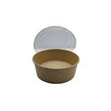 thumbnail of 300 Kraft Salatschalen Snackschalen 550 ml Ø 139 x 65 mm braun + klarem Deckel