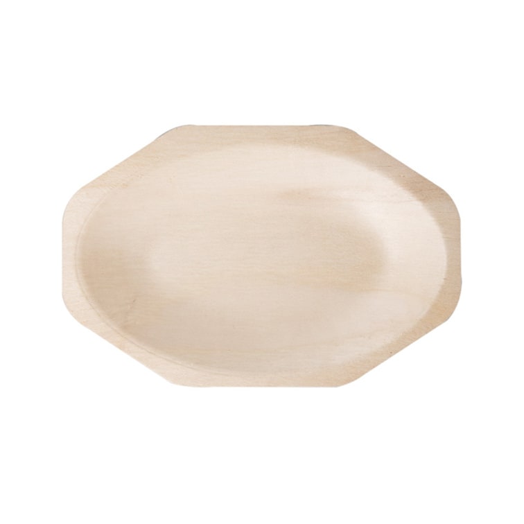 MONOUSO - Bandeja de Madera Octogonal 20x13x2,5 cm (1.200 Uds)