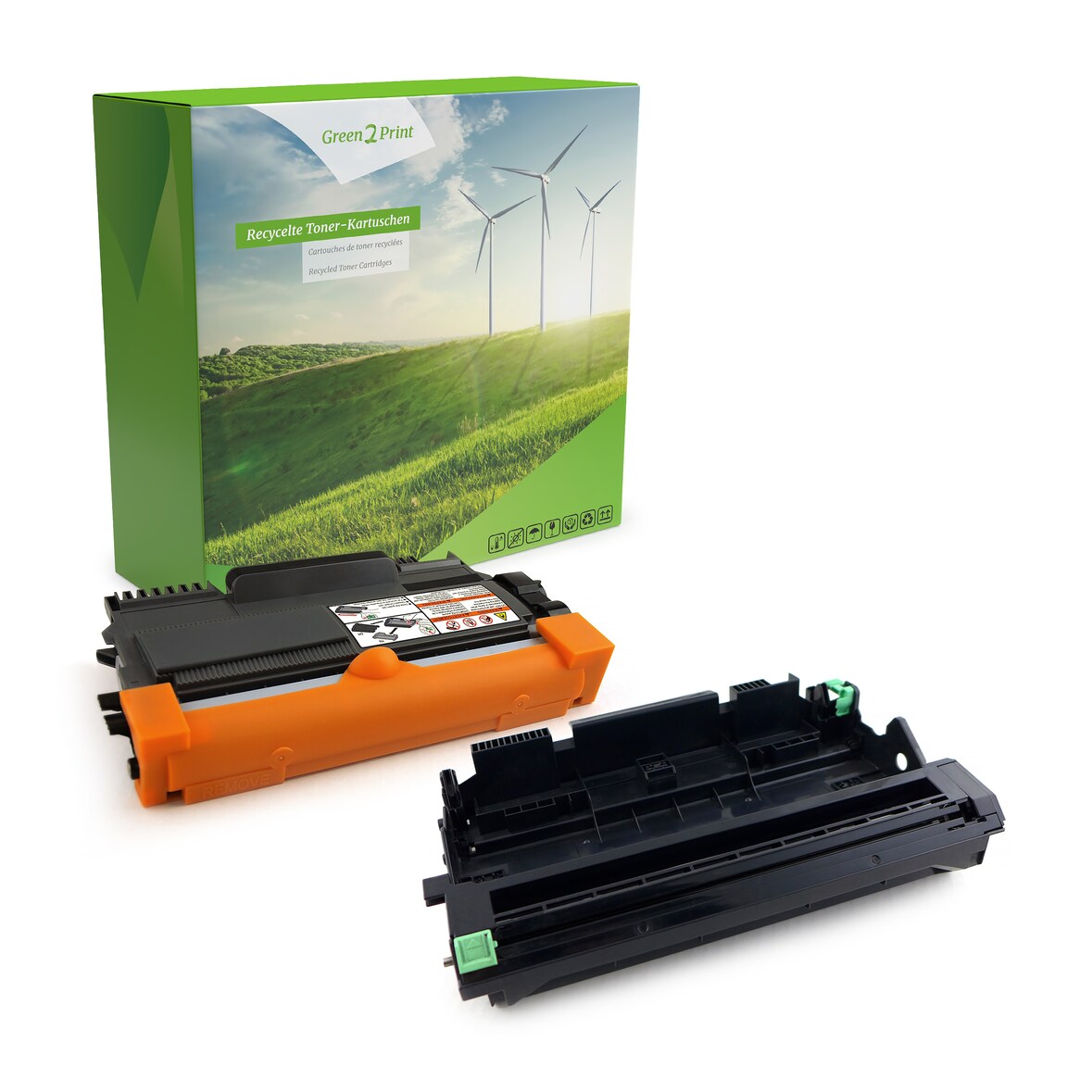 Green2Print 1x Toner, 1x Trommel Toner-Trommel-Set ersetzt Brother DR-2200, TN-2220 passend für Brother DCP7060D, DCP7065DN, DCP7070DW, FAX2840, FAX28