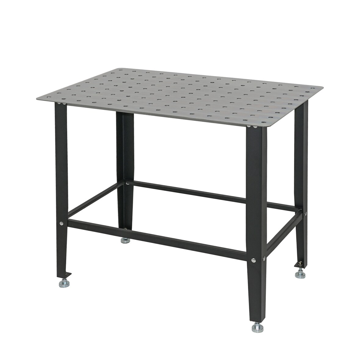 Schweißtisch mit Lochplatte Stahl 91,5 x 61 x 80 cm Tragkraft 200 kg Arbeitstisch in Mattschwarz