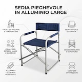 thumbnail of HEMAX, Sedia Regista Large Pieghevole in Alluminio, 112x65 cm, per Esterno e Campeggio, blu
