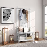 thumbnail of HOMCOM perchero con zapatero de madera perchero con banco incluye 2 estantes y 3 ganchos para colgar ropas bolsos para recibidor 80,5x40x168 cm