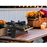 thumbnail of Echt gietijzeren gasfornuis 9,8 KW 4 poten 2 branders + 1,50m inschroefbare gaspijp + TRIGLAV propaanregelaar