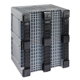 thumbnail of Palettenbox LxBxH: 1200 x 1000 x 790 mm geschlossen mit 3 Kufen in grau