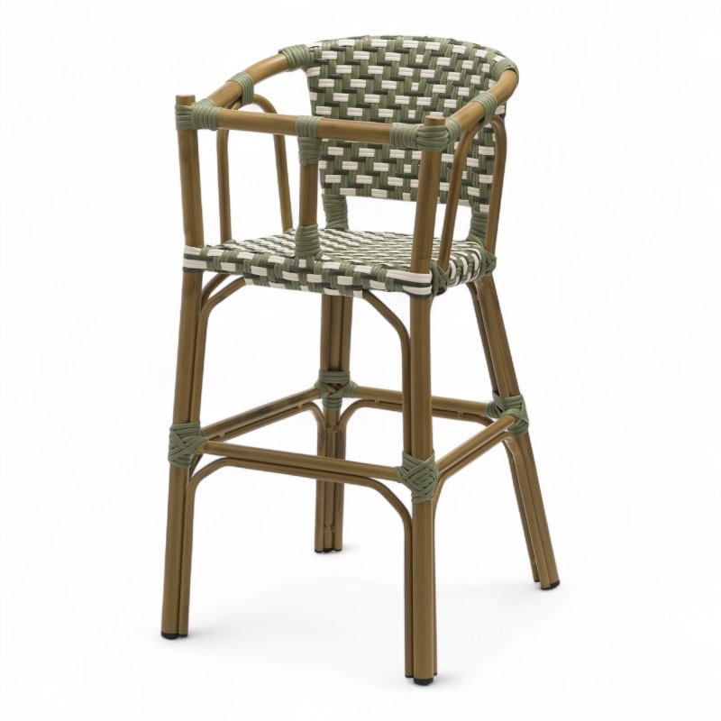 Chaise haute bébé TROCA - Tressage Vert et Blanc