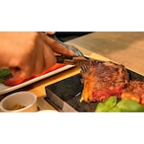 thumbnail of Morleos Hot Stone Lavastein Heißer Stein Grill Steak Stone Grillstein Heisser Stein  inkl. Teller + 3 Beilagen- Dipschalen (Weiß, 7- Teilig)