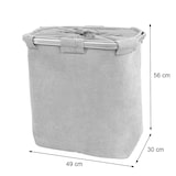 thumbnail of Wäschesammler HWC-C34, Laundry Wäschebox Wäschekorb Wäschebehälter mit Netz, 2 Fächer 56x49x30cm 82l ~ cord blau