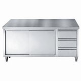 thumbnail of Combisteel Arbeitstisch mit 2 Schiebetüren und 3 Schubladen 1600x700x850