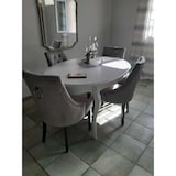 thumbnail of shopinnovativo -Tavolo ovale con 1 allunghe da 50 cm fino 210 cm in legno massello e mdf con rifiniture in bianco 160X110x75 H chiuso