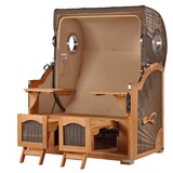 thumbnail of Strandkorb - bene living - Ammersee Teak Bullauge - PE grau - Skyline München - Liftersystem