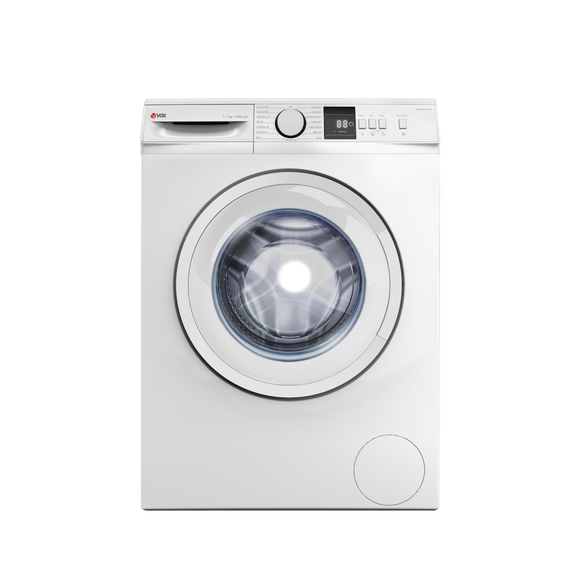 Máquina de Lavar Roupa VOX WM1070T14D; Capacidade: 7kg; Classe energética D; 1000 rpm; 15 programas; Início programável