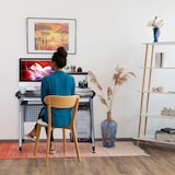 thumbnail of Relaxdays Computertisch Glas, Tastaturauszug & Fach für Rechner, HBT: 98 x 105 x 55 cm, modern, Arbeitszimmer, schwarz